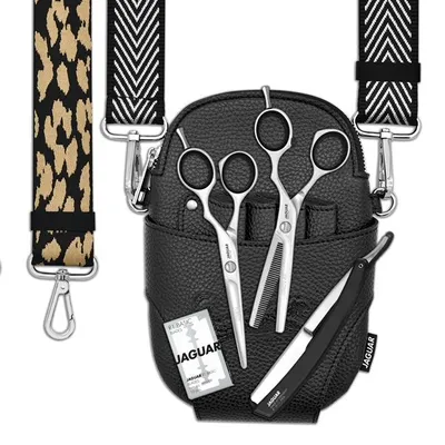 Produktbild von Jaguar Lumen Scheren Set Exclusiv Offset 5,5 Zoll +Klingen +Messer +Tasche