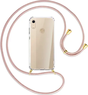 Produktbild von Handykette Backcover-Schutzhülle mit Band (Metall goldfarben) für Honor 8A / Huawei Y6s 2019 - roségold