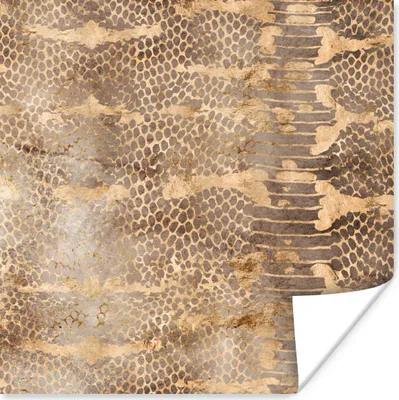 Produktbild von MuchoWow® Poster Tiermuster - Schlange - Gold - Luxus 100x100 cm - Babyzimmer