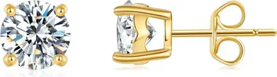 Immagine prodotto di Orecchini di moissanite argento 925 placcato oro 18 carati orecchini a perno da donna gioielli 4 mm oro