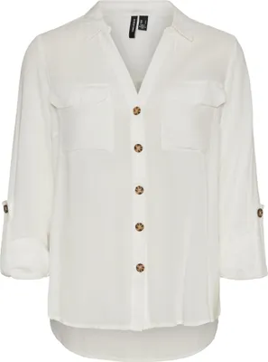 Produktbild von VERO MODA Hemd Bluse Leger mit Brusttaschen Regular 3/4 Arm Stretch Oberteil Größe: XXL
