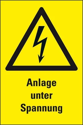Produktbild von Dreifke® Aufkleber I Warn-Kombischild Anlage unter Spannung, RoHS konform, Fo...