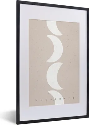 Produktbild von MuchoWow® Gerahmtes Poster Mond - Pastell - Text - Zitate 40x60 cm - Poster mit Schwarzem Bilderrahmen Wandposter Rahmen Foto Bilder - Poster in Rahmen
