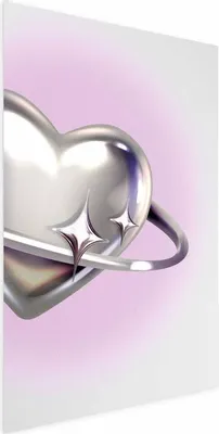 Produktbild von Posterpapier Poster - Cosmic Heart - silver heart with a ring on a purple background 29.7x42 cm Muster a-C-10143-ao-a