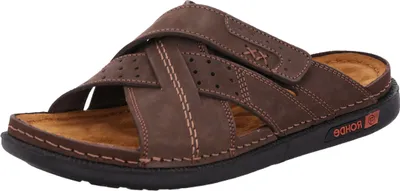 Produktbild von Rohde Herren Pantolette Leder Riemen gekreuzt Klettverschluss Cento 6001, Größe:43 EU, Farbe:Braun