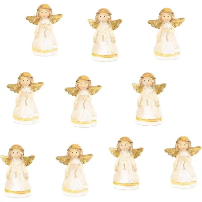 Produktbild von 10 kleine Engel Figuren gold - Schutzengel Glücksbringer