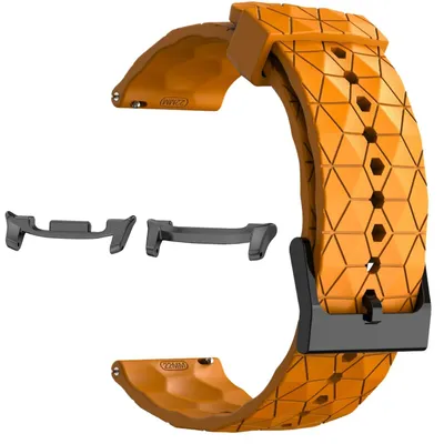 Productafbeelding van Siliconen sportband voor Samsung Galaxy Watch 8 / 8 Classic / Ultra 2, met een voetbaldesign, in de kleur oranje