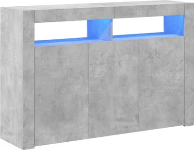 Zdjęcie produktu dla vidaXL Kredens z oświetleniem LED betonowy szary 115,5x30x75 cm