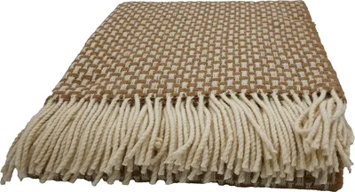 Produktbild von Fair De Luxe Wolldecke 100% Wolle | wärmende Wohndecke/Plaid vielseitig einsetzbar | Beige/Weiß