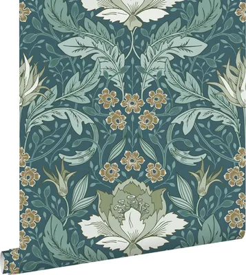 Produktbild von ESTAhome Tapety vintage kvety v secesnom štýle sivá morská zelená - 131082 - 50 x 900 cm