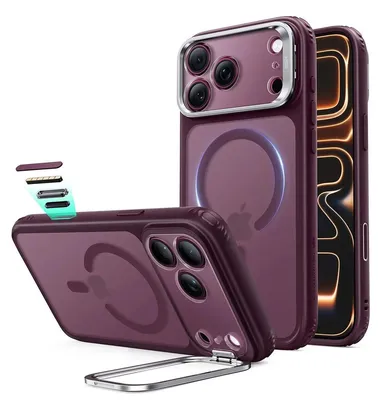 Obrázok produktu pre Kryt ESR CLASSIC HYBRID s integrovaným stojanom a technológiou MagSafe pre iPhone 17 Pro Max / 18 Pro Max, matná tmavá bordová farba