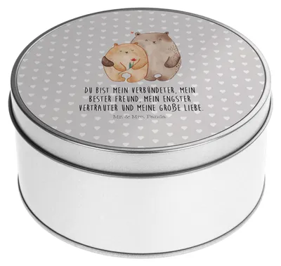 Produktbild von Mr. & Mrs. Panda Kaffeedose Bären Liebe - Grau Pastell - Geschenk, Vorratsbehälter, Teedose, Heiraten, Blume, Dose, Vorratsdosen, Verliebt, Kuscheln, Partner, Verknallt
