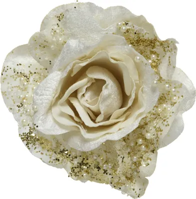 Produktbild von Kunstblumen Samt - Rose auf Clip 13cm weiß