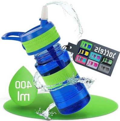 Immagine prodotto di Bicchiere per bambini da 400 ml - Fabbisogno giornaliero - Bicchiere per bambini verde/blu
