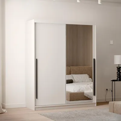 Produktbild von Schwebetürenschrank SILENTE 160 cm mit Spiegel und LED Weiß
