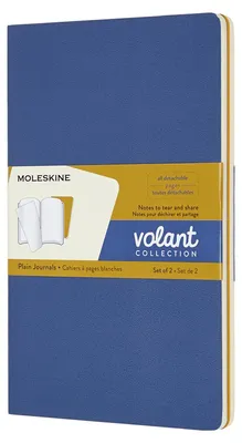 Image de Moleskine Volant Large/A5, Lot de 2, vierges, couverture souple, bleu myosotis, jaune ambre