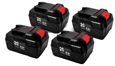 Zdjęcie produktu dla Akumulatory zamienne, pojemność 6000 mAh, akumulatory wielokrotnego ładowania, zestaw 4 sztuki, 20 V, 6,0 Ah