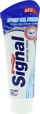 Produktbild von Signal blaue Sport Gel Fresh Zahncreme mit weißen Streifen 75ml