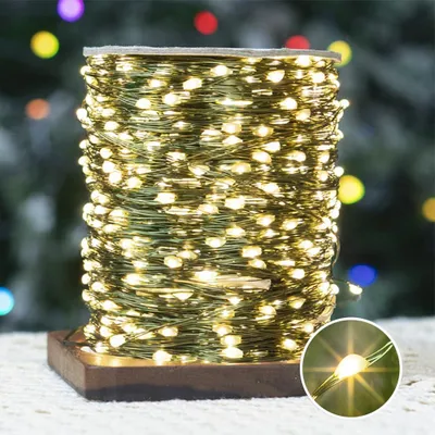 Lichterkette 30 m, 300 LEDs, warmweiß, mit Fernbedienung & Timer