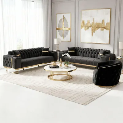 Produktbild von Sofa -Set Imperial Premium, 6 Farben verfügbar 3-Sitzer + 2-Sitzer + Sessel (3-Sitzer mit Schlaf-funktion) Farbe: Anthrazit