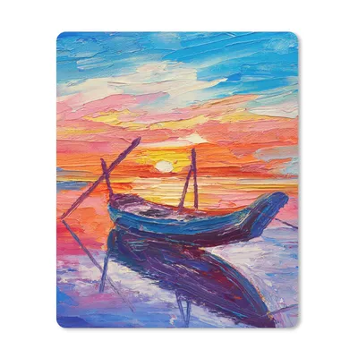 Produktbild von MuchoWow® Mauspad Mousepad Malerei - Boot - Ölfarbe - Wasser 30x40 cm - Mousepads - Maus Mat - Pad - Mausunterlage - Mausmatten