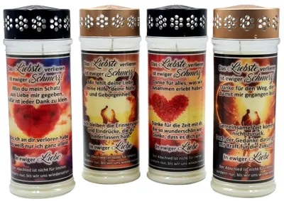 Produktbild von 4er SET Premium 7 Tage Design Grablicht "SCHMERZ"
