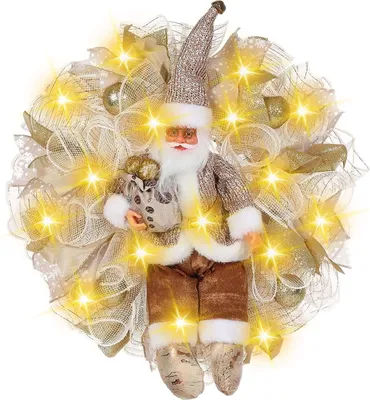 Immagine prodotto di Ghirlanda natalizia con Babbo Natale, 18 pollici, ghirlanda natalizia per decorazioni natalizie interne ed esterne, accessori per feste