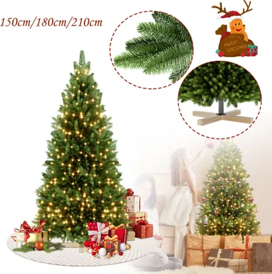 LARS360 Künstlicher Weihnachtsbaum 210cm Weiß - Mit Metallständer & Schnee-Effekt