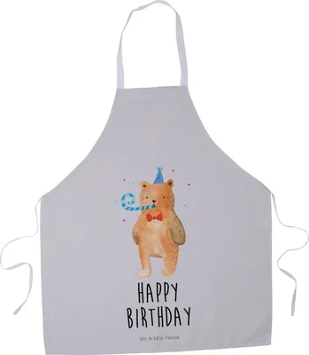 Produktbild von Mr. & Mrs. Panda Kochschürze Bär Geburtstag - Grau Pastell - Geschenk, Grillschürze, Küchenzubehör, Kellnerschürze, Happy Birthday, Küchenschürze, Alles Gute, Schürze