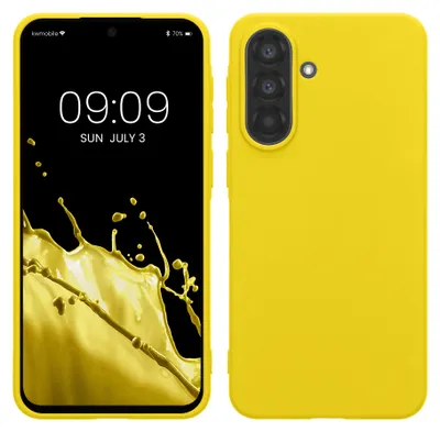Produktbild von kwmobile Hülle für Samsung Galaxy A37 5G TPU Case - Handyhülle unterstützt kabelloses Laden, flexible Schutzhülle, gummiertes Cover in Strahlend Gelb