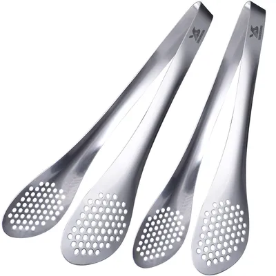 Küchenzange aus Edelstahl, Buffetzange, Silber, 2er Pack