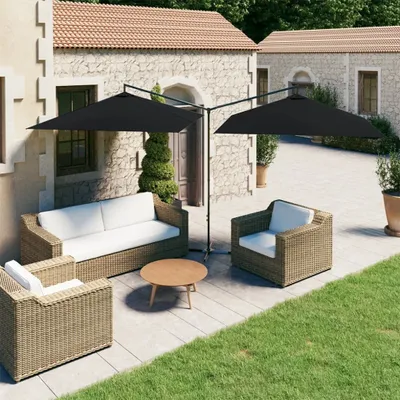 Obrázok produktu pre Maison Exclusive – dvojitý slnečník s oceľovou tyčou, 600 × 300 cm, čierny
