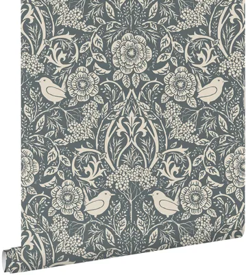 Obrázek produktu pro ESTAhome tapeta květiny a ptáci v secesním stylu tmavě modrá 50 x 900 cm