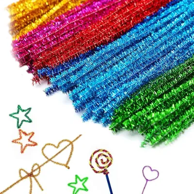 Produktbild von 100 Stš¹ck Pfeifenreiniger Glitzer, 30 cm Pfeifenputzer Bunt Zum Basteln, Pfeiffenputzer, Plš¹sch Weicher Chenilledraht Basteln Kann zu Einer Vielzahl von Formen Kombiniert Werden