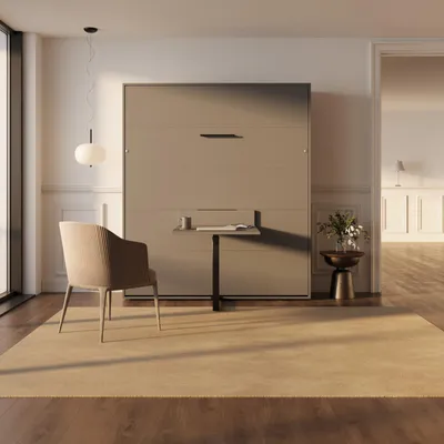 Produktbild von Schrankbett M3 (55cm Tiefe) 180x200cm Vertikal Anthrazit inkl.TISCH mit Polsterrahmen