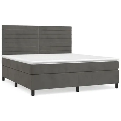 Produktbild von vidaXL Boxspringbett mit Matratze Dunkelgrau 180x200 cm Samt