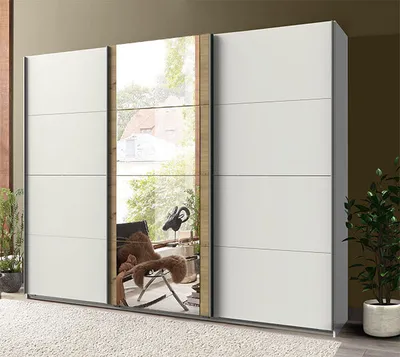 Produktbild von Schwebetürenschrank Bern Kleiderschrank 225cm weiß artisan eiche