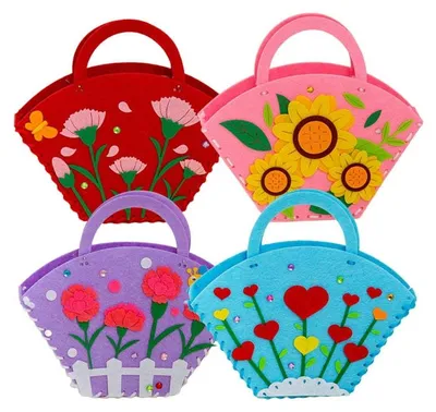 Produktbild von Filz Nähset Kinder Handtaschen - 4 Stück - DIY Filztaschen Bunt ab 5 Jahren