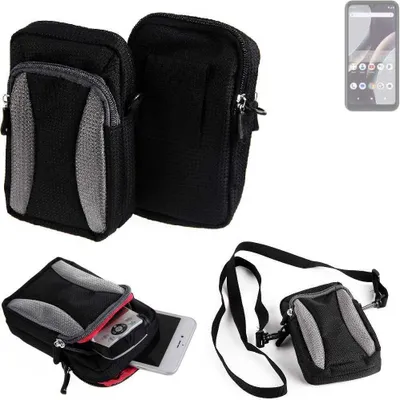 Produktbild von K-S-Trade Holster Schutz Hülle kompatibel mit BLU G33 Handy Hülle Gürteltasche Umhängetasche mit Zusatzfach schwarz