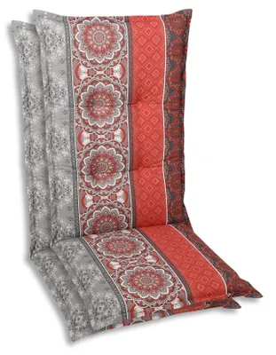 Produktbild von GO-DE Textil, Sesselauflage Hochlehner, 2er Set, Farbe: rot, Maße ca.: 120 cm x 50 cm x 7 cm, Rückenhöhe: 72