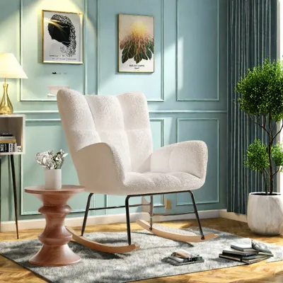 Produktbild von UnboxG Schaukelstuhl Schwingsessel mit Relaxstuhl Wohnzimmersesselfürs Wohnzimmer/Schlafzimmer/Balkon, Relaxstuhl, Beige