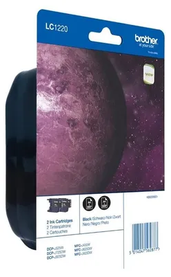 Produktbild von Brother LC1220BKBP, Schwarz, Tinte auf Pigmentbasis, 1 Stück(e), 300 Seiten, Einzelpackung