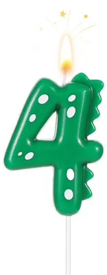 Dinosaurier-Zahlenkerze 7 cm, Geburtstagskerze Nummer 4