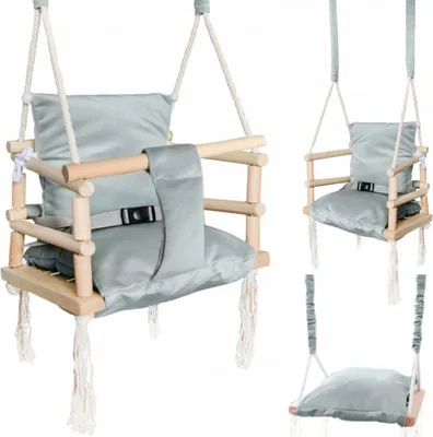 Produktbild von Babyschaukel Kinderschaukel Holz Stoff Babysitz Baby Schaukel zum Aufhängen 3 in 1