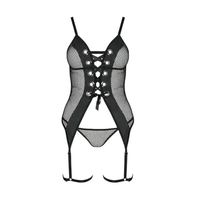 Productafbeelding van PE Beth korset en string, zwart, maat XXL/XXXL