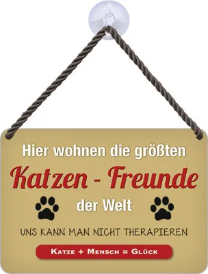 Produktbild von Blechschild:  Katzen Freunde, 16 x 11 cm, Blechschilder Geschenkidee Tier Katze