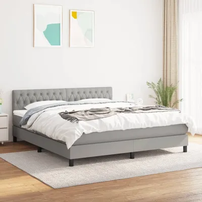 Immagine prodotto di The Living Store Letto a molle con materasso grigio chiaro 180x200 cm in tessuto