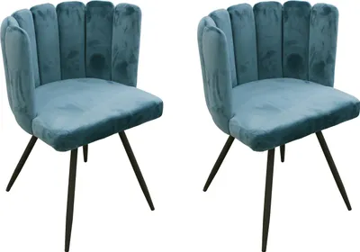 Image de Chaise Ariel Velours Bleu Canard - Lot De 2