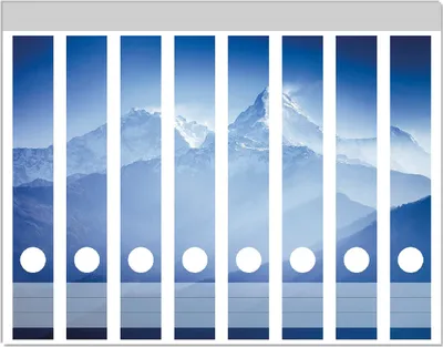 Produktbild von Wallario Ordnerrücken Sticker, selbstklebend für schmale Ordner, 8 Stück, Motiv Sonnenaufgang  in  den  Bergen