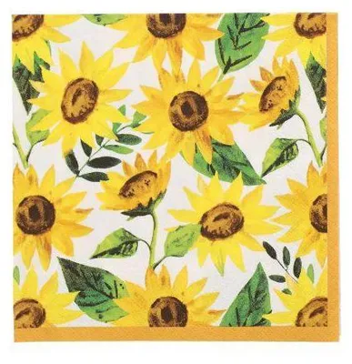 Produktbild von Servietten, 3-lagig 1/4-Falz 33 cm x 33 cm "Sunflowers"